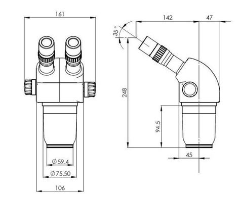 Inspection and Measurement Zoom Stereo Microscope with Magnification 8X - 70X