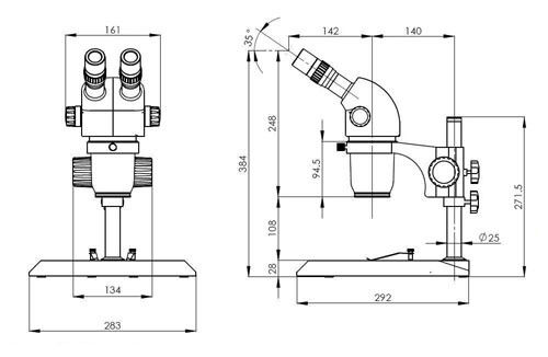 Inspection and Measurement Zoom Stereo Microscope with Magnification 8X - 70X