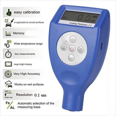 Built-in Probe Resolution 0.1um Integrated Dual Coating Thickness Meter Support F and NF supplier